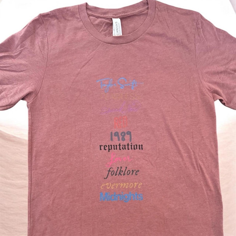Bella Canvas Taylor Swift Eras Tour Graphic T-Shirt Mauve Small